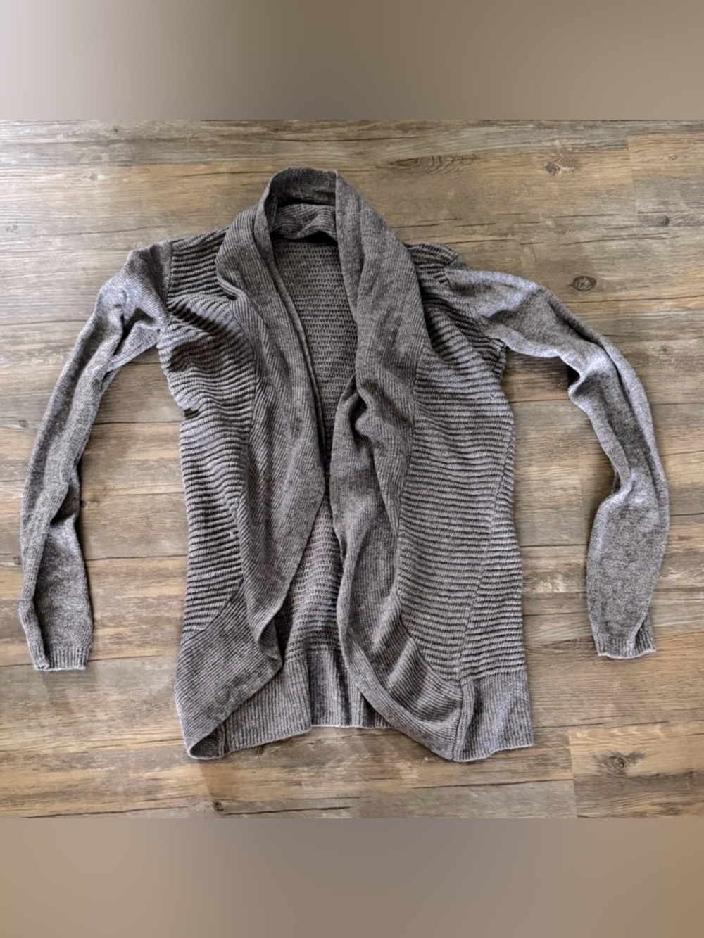 Dynamite Ribbed Draped Open Front Cardigan